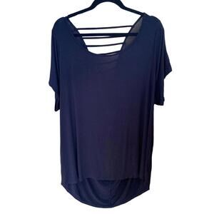 Torrid Womens Black Strappy Tunic Top Shirt Plus Size 4x Open Back Short Sleeve‌